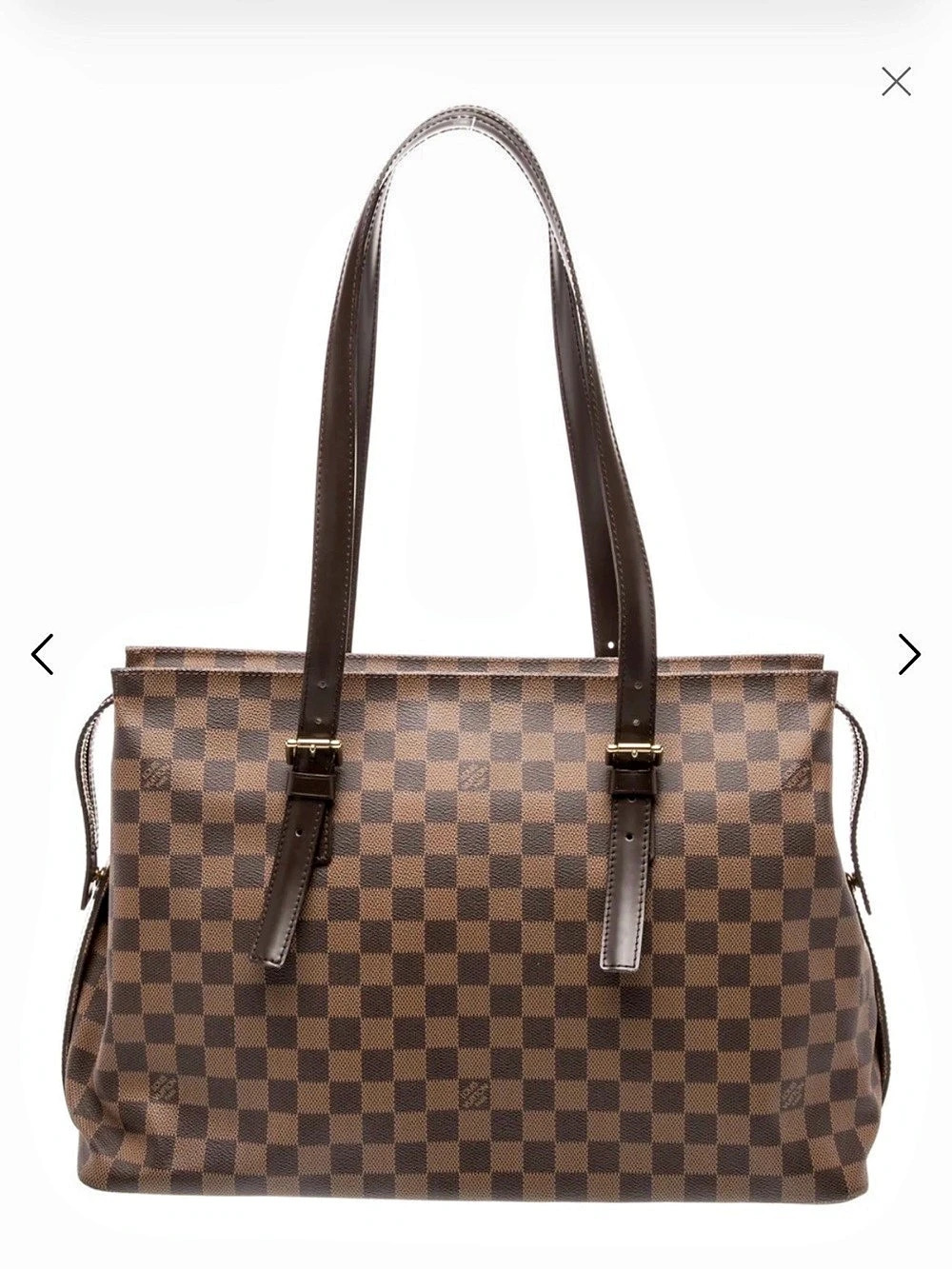 Louis Vuitton Marais Bucket Bag Damier Ebene Tote Brown & Red